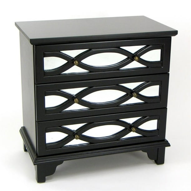 Wayborn Tanner Mirrored Accent Chest in Black