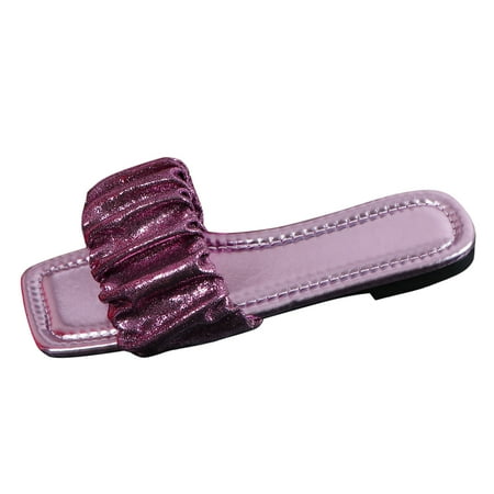 Blphud Summer Shoes for Women Ladies Summer Fine Glitter Shiny Surface Pleated Soft Leather Square Head Beach Outside Wear Flat Bottom Large Size Sandals Slippers Womens Purple 37
Blphud Summer Shoes for Women Ladies Summer Fine Glitter Shiny Surface Pleated Soft Leather Square Head Beach Outside Wear Flat Bottom Large Size Sandals Slippers Womens Purple 37