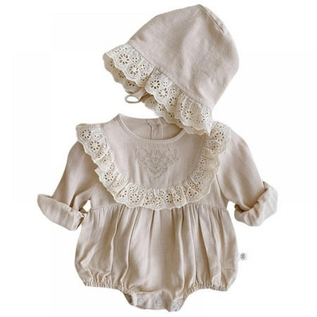 Xinhuaya Infant Baby Girls Fall Romper Long Sleeve Newborn Lace Bodysuit Cotton Onesies+Hat Clothes Set 0-24 Months
Xinhuaya Infant Baby Girls Fall Romper Long Sleeve Newborn Lace Bodysuit Cotton Onesies+Hat Clothes Set 0-24 Months