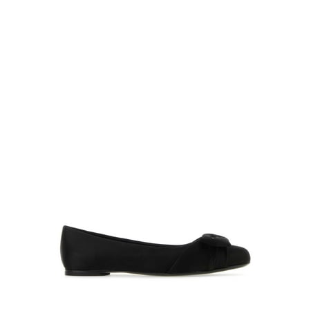 SALVATORE FERRAGAMO WOMAN Black Satin Varina Ballerinas