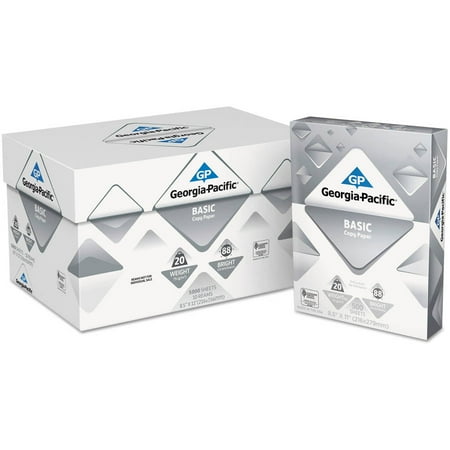 Georgia Pacific Basic Copy Paper, 8.5" x 11", 20 lb, 88 Brightness, 5000 Sheets