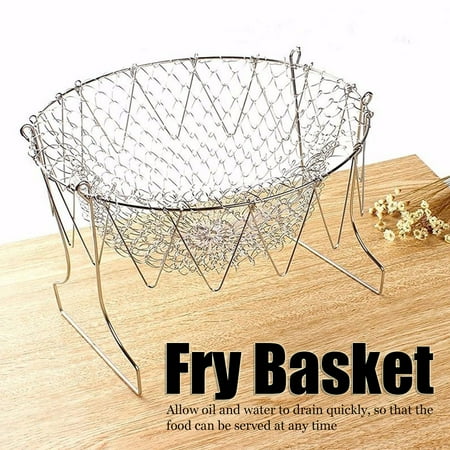 Tebru Folding Fry Basket Stainless Steel Steaming Rinsing Folding Fry Basket Fried Food Strainer Frying Tool Supplies Kitchen Tool
Tebru Folding Fry Basket Stainless Steel Steaming Rinsing Folding Fry Basket Fried Food Strainer Frying Tool Supplies Kitchen Tool