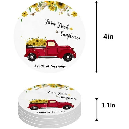 ZHANZZK Sunflowers Red Car Vintage Farm Fresh Loads of Sunshine Set of 6 Round Coaster for Drinks Absorbent Ceramic Stone Coasters Cup Mat with Cork Base for Home Kitchen Room Coffee Table Bar Decor
ZHANZZK Sunflowers Red Car Vintage Farm Fresh Loads of Sunshine Set of 6 Round Coaster for Drinks Absorbent Ceramic Stone Coasters Cup Mat with Cork Base for Home Kitchen Room Coffee Table Bar Decor