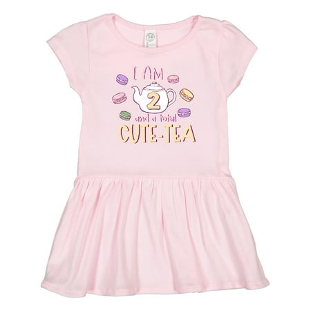 Inktastic I m 2 and a Cute-Tea Teapot and Macaroons Gift Toddler Girl Dress
