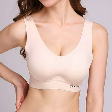 Medcursor Women s Trackless Underwire Vest Ice Silk Back Sports Sleep Latex Bra Underwear