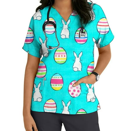Womens Easter Nursing Scrub Tops Summer Clearance Women s Casual T-Shirt Short Sleeve V-neck Tops Working Uniform Easter Print With Pocket Workwear Blouse
Womens Easter Nursing Scrub Tops Summer Clearance Women s Casual T-Shirt Short Sleeve V-neck Tops Working Uniform Easter Print With Pocket Workwear Blouse