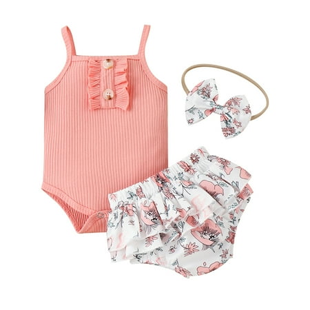 Ma&Baby Infant Baby Girls 3Pcs Summer Shorts Set Sleeveless Romper with Flower Print Shorts and Bowknot Hairband
Ma&Baby Infant Baby Girls 3Pcs Summer Shorts Set Sleeveless Romper with Flower Print Shorts and Bowknot Hairband