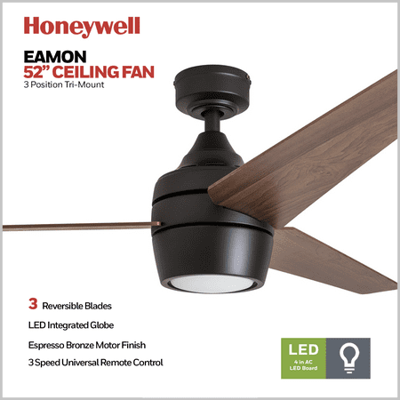 Honeywell Eamon 52 Modern Espresso Bronze Remote Control Ceiling Fan with Integrated LED Light 3
Honeywell Eamon 52 Modern Espresso Bronze Remote Control Ceiling Fan with Integrated LED Light 3