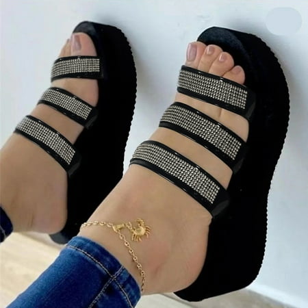 Aayomet Wedge Sandals for Women Ladies Fashion Summer Rhinestone Open Toe Outer Platform Wedge Sandals Black 7
Aayomet Wedge Sandals for Women Ladies Fashion Summer Rhinestone Open Toe Outer Platform Wedge Sandals Black 7