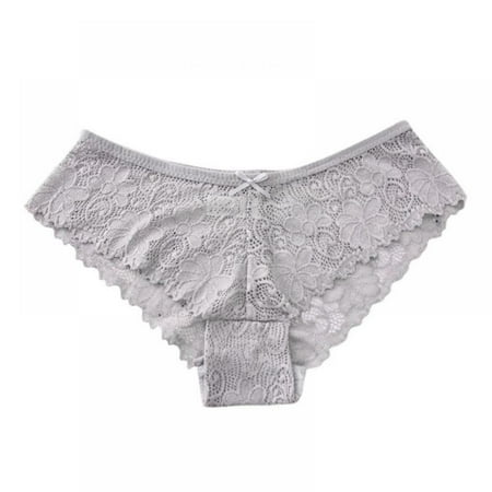 Xmarks Women s Lace Underwear Low Waist Bikini Panties Stretch Hipster Brief Gray M
