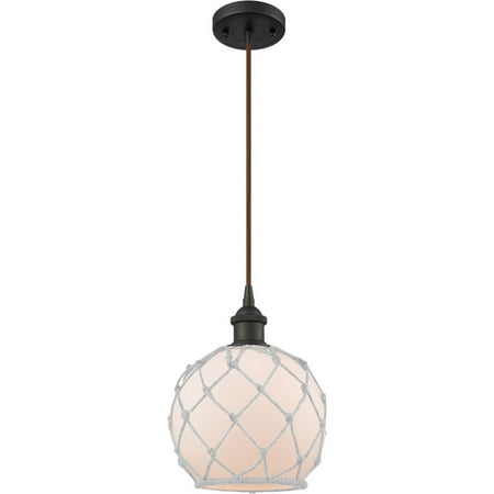 Oil Rubbed Bronze Tone Mini Pendants 8 Wide White with White Rope Glass Steel/Cast Brass Medium Base 1 Light Fixture
Oil Rubbed Bronze Tone Mini Pendants 8 Wide White with White Rope Glass Steel/Cast Brass Medium Base 1 Light Fixture
