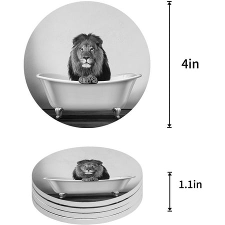 FMSHPON Lion in The Bathtub Set of 4 Round Coaster for Drinks Absorbent Ceramic Stone Coasters Cup Mat with Cork Base for Home Kitchen Room Coffee Table Bar Decor
FMSHPON Lion in The Bathtub Set of 4 Round Coaster for Drinks Absorbent Ceramic Stone Coasters Cup Mat with Cork Base for Home Kitchen Room Coffee Table Bar Decor