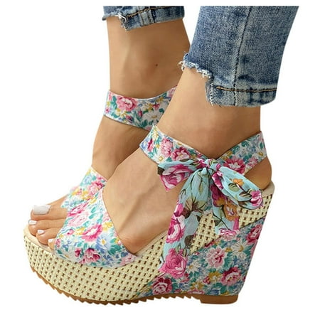 Aayomet Summer Sandals Platform Footwear Women s Shoes Ladies Floral Flower Heel Lace-up Sandals Wedges Women s sandals Blue 7
Aayomet Summer Sandals Platform Footwear Women s Shoes Ladies Floral Flower Heel Lace-up Sandals Wedges Women s sandals Blue 7