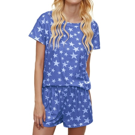 Dasbsug Womens 2 Piece Leisure Pajamas Set Short Sleeve Pullover Tops Pants Sleepwear Star Tie-Dye Printed Loose Home Loungewear
Dasbsug Womens 2 Piece Leisure Pajamas Set Short Sleeve Pullover Tops Pants Sleepwear Star Tie-Dye Printed Loose Home Loungewear