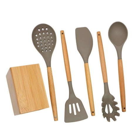 Pinshui 6pcs Non-Stick Silicone Kitchen Utensils Set with Wood Handle BPA Free Cooking Spatulas Set with Holder Kitchen Supply
Pinshui 6pcs Non-Stick Silicone Kitchen Utensils Set with Wood Handle BPA Free Cooking Spatulas Set with Holder Kitchen Supply