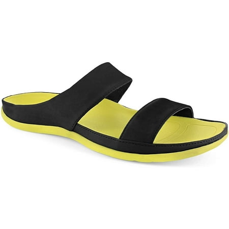 Strive Women s Chia Built-in Arch Support Orthotic Sandal (Black/Citrus 7.5)