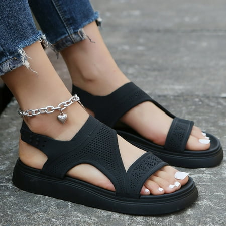 Aayomet Platform Sandals Women Summer Color Beach Elastic Band Casual Open Toe Flat Soft Bottom Breathable Shoes Sandals Black 6
Aayomet Platform Sandals Women Summer Color Beach Elastic Band Casual Open Toe Flat Soft Bottom Breathable Shoes Sandals Black 6