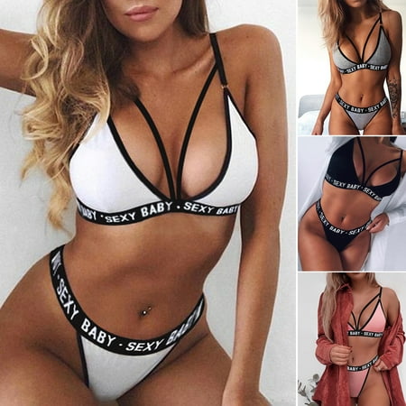 1 Set Lingerie Bra G-String Thong Set Babydoll Sleepwear Underwear Nightwear