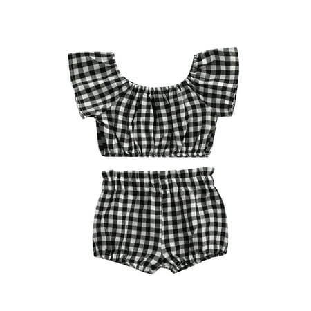 jaweiw Baby Toddler Girls Plaid Clothes Sets Off Shoulder Short Sleeve Crop Tops Ruffle High Waist Shorts Black White Outfits Suit
jaweiw Baby Toddler Girls Plaid Clothes Sets Off Shoulder Short Sleeve Crop Tops Ruffle High Waist Shorts Black White Outfits Suit