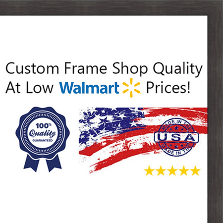 4x24 - 4 x 24 Charcoal Flat Solid Wood Frame with UV Framer's Acrylic & Foam Board Backing - Great For a Photo, Pos