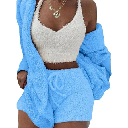 Colisha Women Lounge Set Plush Crop Tops Outerwear and Shorts Casual Solid Pajamas Sleepwear
Colisha Women Lounge Set Plush Crop Tops Outerwear and Shorts Casual Solid Pajamas Sleepwear