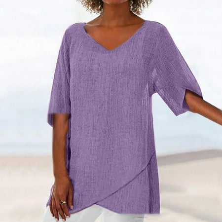 Simplmasygenix Women Tops Summer Clearance Women Casual Lotu Sleeve V-Neck Solid Irregular Blouse Tops T-Shirt
Simplmasygenix Women Tops Summer Clearance Women Casual Lotu Sleeve V-Neck Solid Irregular Blouse Tops T-Shirt