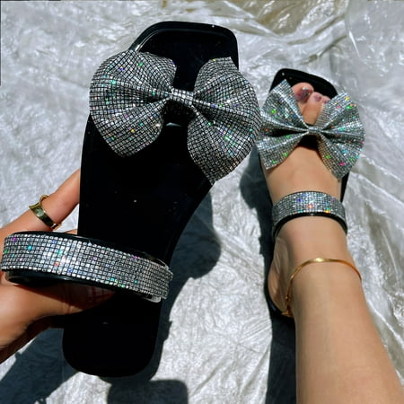 Voncos Summer Slides- Light And Comfortable Casual Women s Sandals Square Head Bright Bow Flat Slippers Clearance Shoes Silver 6.5
Voncos Summer Slides- Light And Comfortable Casual Women s Sandals Square Head Bright Bow Flat Slippers Clearance Shoes Silver 6.5