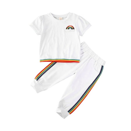 Canrulo Toddler Baby Girls Short Sleeve Rainbow T-Shirt Top Long Pants Sportswear 2Pcs Tracksuit Clothes White 1-2 Years
Canrulo Toddler Baby Girls Short Sleeve Rainbow T-Shirt Top Long Pants Sportswear 2Pcs Tracksuit Clothes White 1-2 Years