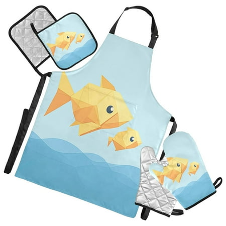 5-Piece Kitchen Apron Set with Heat-Resistant Gloves & Insulation Mats for Cooking Baking BBQ Simple Origami Fish
5-Piece Kitchen Apron Set with Heat-Resistant Gloves & Insulation Mats for Cooking Baking BBQ Simple Origami Fish