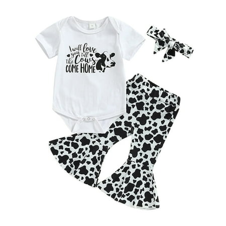 ZRBYWB Toddler Girls Clothes Short Sleeve Cartoon Dairy Cow Printed Bodysuits Romper Bell Bottoms Pants Outfits 
ZRBYWB Toddler Girls Clothes Short Sleeve Cartoon Dairy Cow Printed Bodysuits Romper Bell Bottoms Pants Outfits