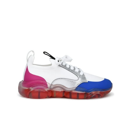 MOSCHINO Woman Sneaker Teddy35 In Misto Pelle Bianca E Blu