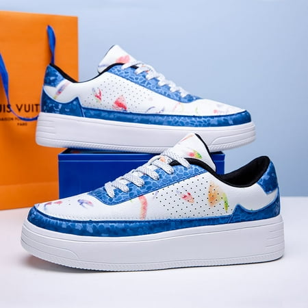 Men‘s Trendy Leather Waterproof Lined Lightweight Lace-Up Platform Sneakers
