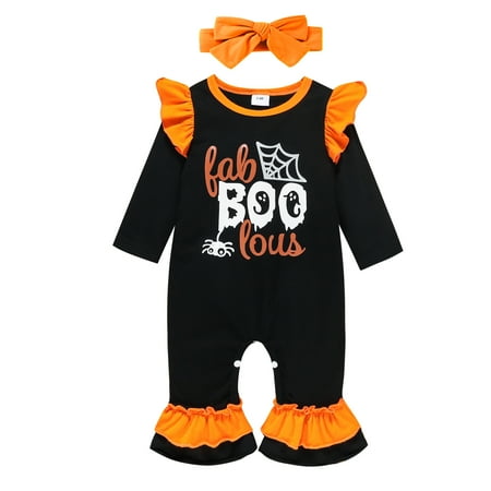 GuliriFei Baby Girls Jumpsuits Outfit Halloween Pumpkin Letter Printed Long Sleeves Ruffle Romper and Headband Set 
GuliriFei Baby Girls Jumpsuits Outfit Halloween Pumpkin Letter Printed Long Sleeves Ruffle Romper and Headband Set