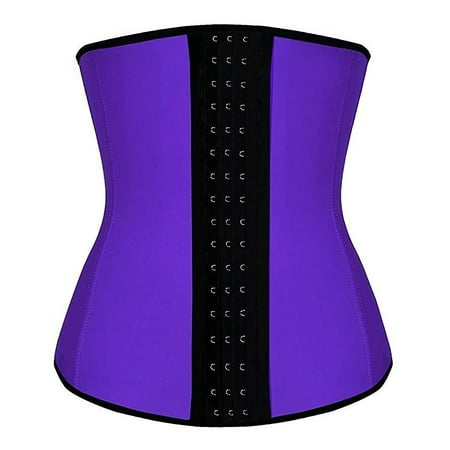 Camellias Womens Latex Waist Trainer Shaper Corset For Waist Cincher Weight Loss Tummy Control Body Shapewear Purple,SZ1988-3XL