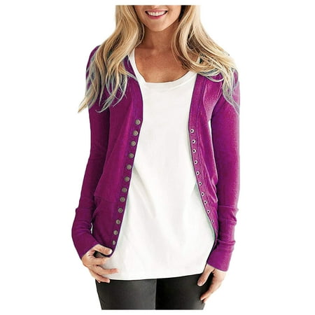 Roliyen Women s Fashion Solid Color Long-Sleeved Button Cardigan Loose Knit Jacket Coat
Roliyen Women s Fashion Solid Color Long-Sleeved Button Cardigan Loose Knit Jacket Coat