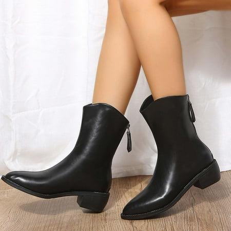 Qiaocaity Women Shoes on Clearance Up to 20% off Women s Fashion Solid Color Mid Calf Boots Chunky Heel Middle Heel Pointed Toe Back Zipper Boots Black 41
Qiaocaity Women Shoes on Clearance Up to 20% off Women s Fashion Solid Color Mid Calf Boots Chunky Heel Middle Heel Pointed Toe Back Zipper Boots Black 41