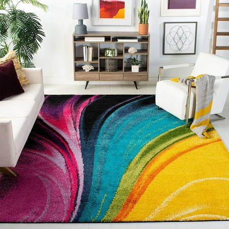 Safavieh Fiesta Shag Collection FSG372M Multicolored Area Rug (6'7" x 9'2")