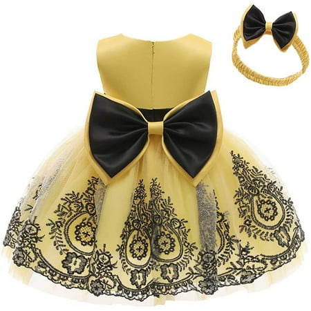 Tking Fashion Baby Girl Pageant Lace Dress Toddler Party Bowknot Gown Dress with Headwear Yellow 90
Tking Fashion Baby Girl Pageant Lace Dress Toddler Party Bowknot Gown Dress with Headwear Yellow 90
