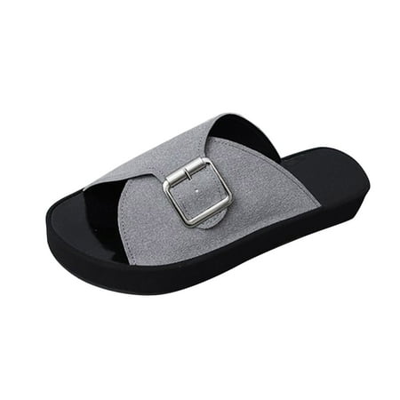 S Platform Slippers for Women Ladies Fashion Summer Solid Color Suede Belt Buckle Decorative Open Toe Flat Sandals
S Platform Slippers for Women Ladies Fashion Summer Solid Color Suede Belt Buckle Decorative Open Toe Flat Sandals