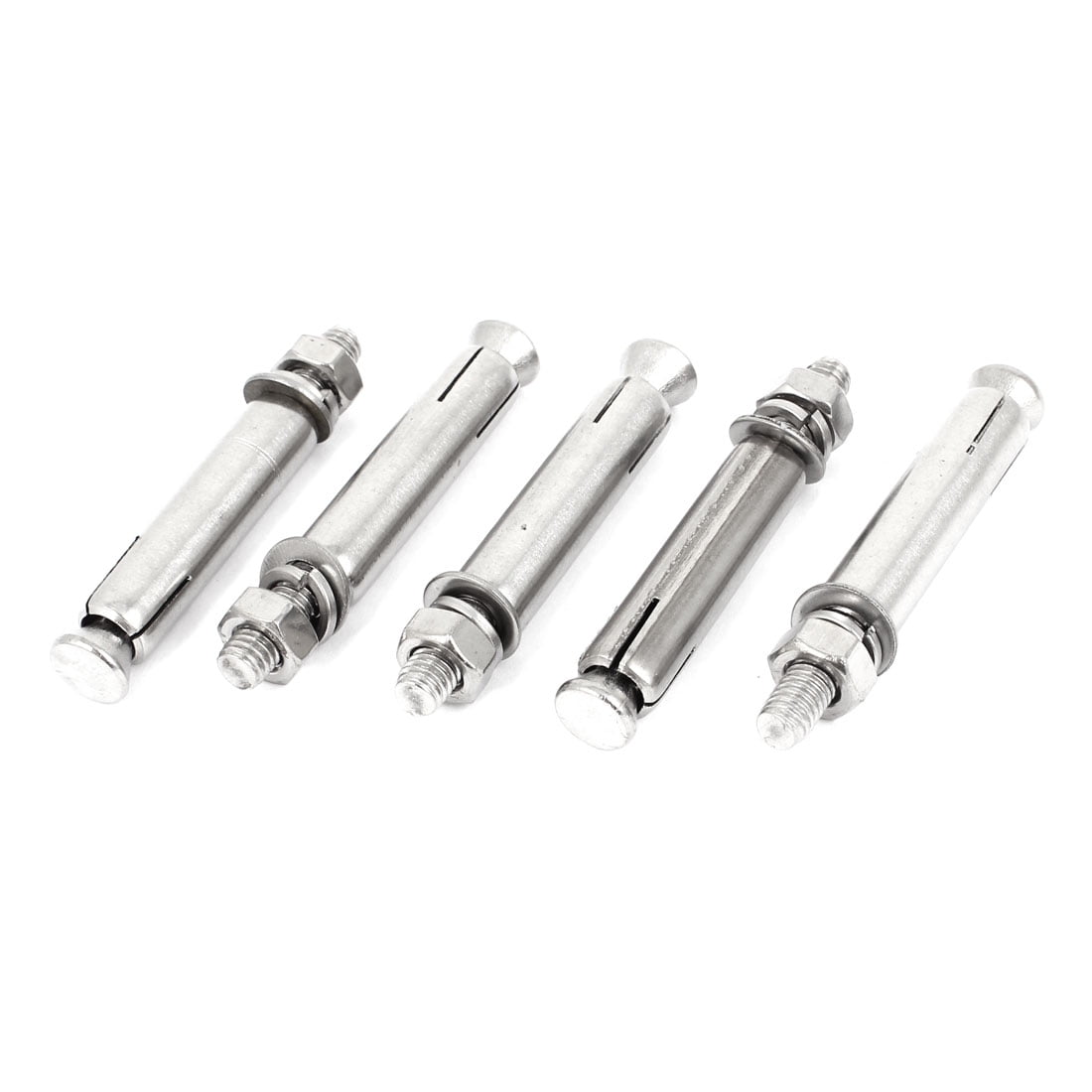 M6 x 60mm Taper Head Hex Nut Sleeve Expansion Anchor Screws Silver Tone