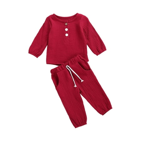 Canrulo Toddler Baby Boys Girls Outfits Solid Color Long Sleeve Tops Shirt + Drawstring Pants 2Pcs Fall Clothes Wine Red 3-4 Years
Canrulo Toddler Baby Boys Girls Outfits Solid Color Long Sleeve Tops Shirt + Drawstring Pants 2Pcs Fall Clothes Wine Red 3-4 Years