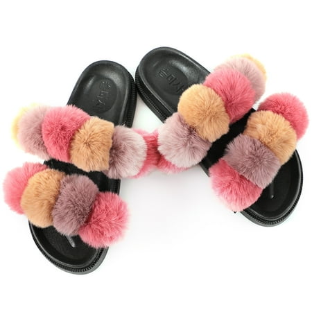 Coxeer Women Furry Slippers Fashion Pom Pom Ball Faux Fur Slippers Fluffy Sandals
Coxeer Women Furry Slippers Fashion Pom Pom Ball Faux Fur Slippers Fluffy Sandals