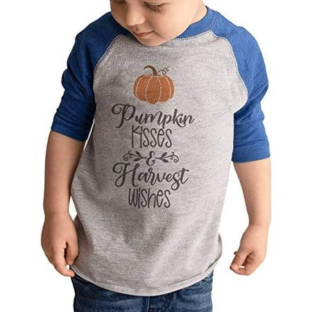 7 ate 9 Apparel Kids Pumpkin Kisses Raglan Blue