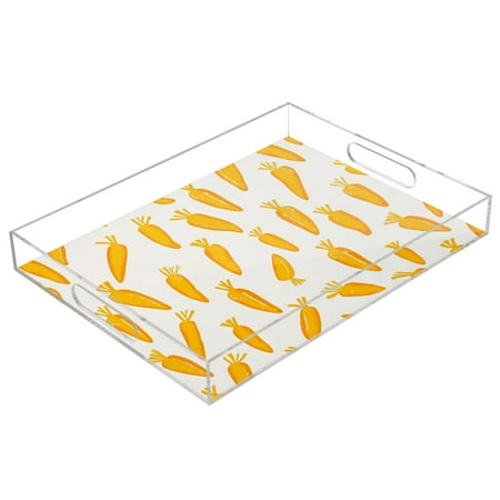 Acrylic Tray 15.7*11.8*1.9 Inch Transparent Tray Food Tray Tea Cup Tray Serving Trays Cosmetics Storage Kitchen Table Bathroom Sundry Storage Yellow Carrot 
Acrylic Tray 15.7*11.8*1.9 Inch Transparent Tray Food Tray Tea Cup Tray Serving Trays Cosmetics Storage Kitchen Table Bathroom Sundry Storage Yellow Carrot