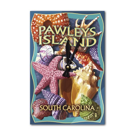 Pawleys Island, South Carolina - Sea Shells - Lantern Press Artwork (Acrylic Wall Clock)