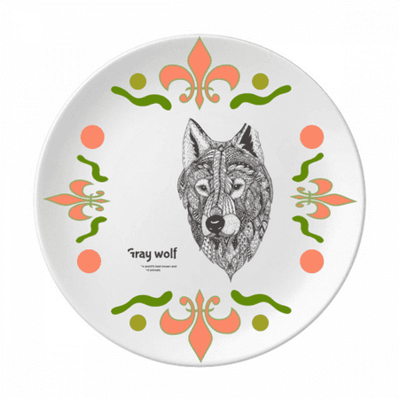 Gray Wolf Friend Company Gentleman Flower Ceramics Plate Tableware Dinner Dish