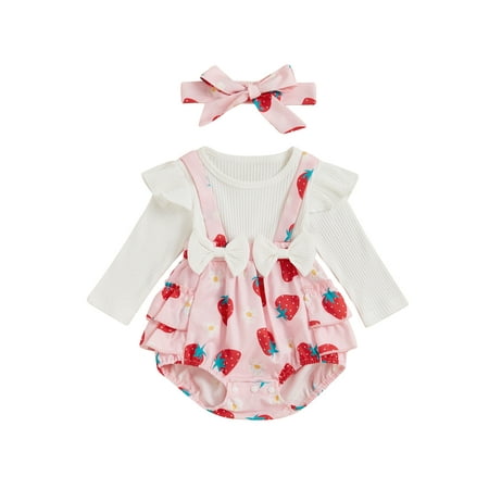 RSRZRCJ Newborn Girl Outfit Long Sleeve Crew Neck Strawberry Print Patchwork Romper with Hairband Fall Clothes
RSRZRCJ Newborn Girl Outfit Long Sleeve Crew Neck Strawberry Print Patchwork Romper with Hairband Fall Clothes