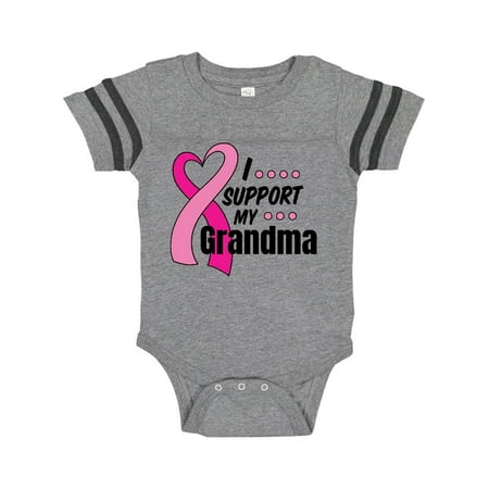 Inktastic Breast Cancer Awareness I Support My Grandma Pink Ribbon Gift Baby Boy or Baby Girl Bodysuit