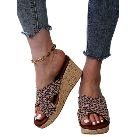 Gomelly Women s Casual Wide Width Platform Cross Strap Wedge Sandals Slippers Size 4-12
Gomelly Women s Casual Wide Width Platform Cross Strap Wedge Sandals Slippers Size 4-12