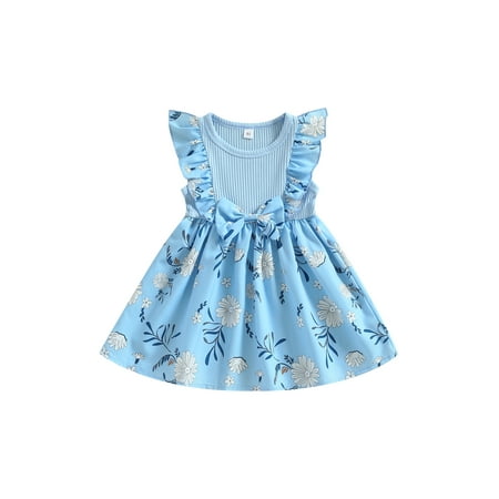 Qtinghua Toddler Baby Girls Ribbed Floral Dress Ruffle Fly Sleeve Crew Neck Bowknot Summer A Line Party Princess Dress
Qtinghua Toddler Baby Girls Ribbed Floral Dress Ruffle Fly Sleeve Crew Neck Bowknot Summer A Line Party Princess Dress